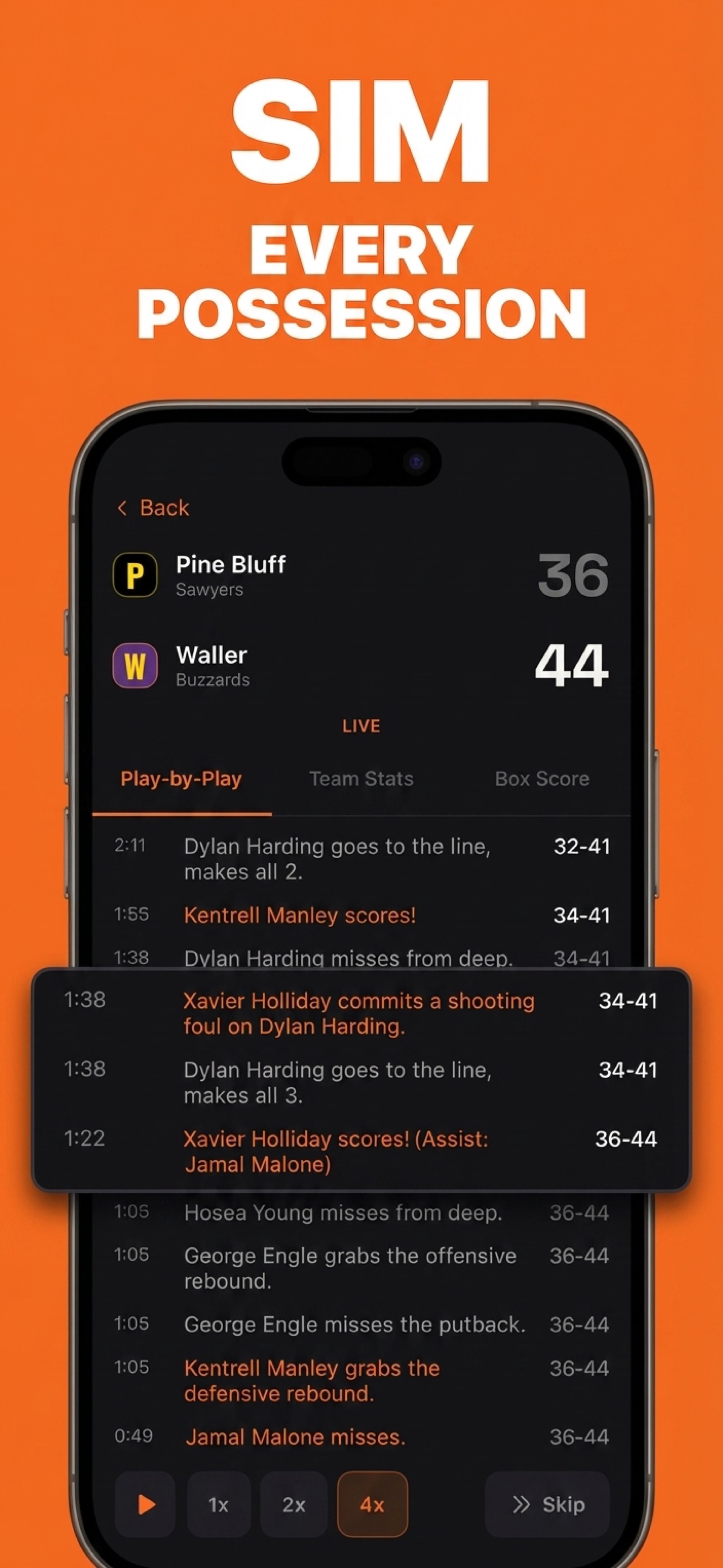 Sim every possession